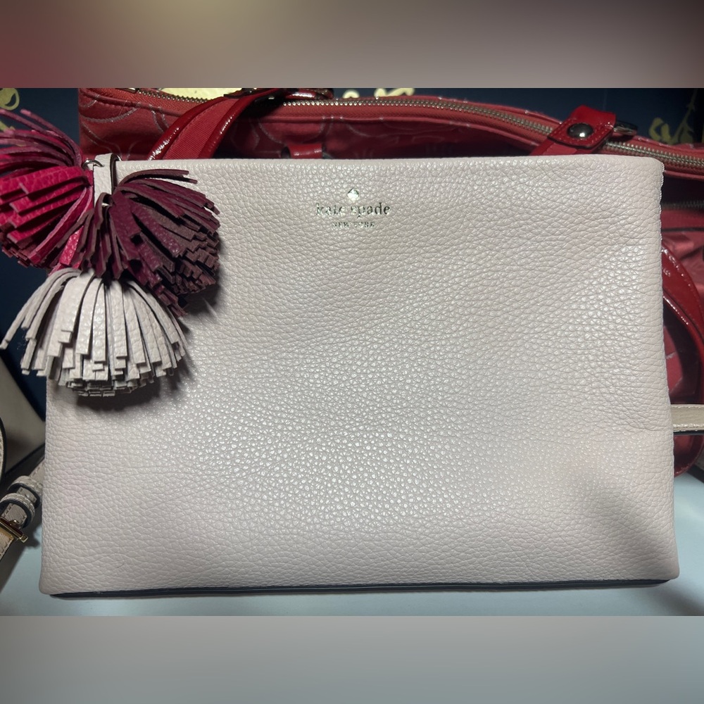 Kate Spade Pink Leather Clutch with Leather Zipper Pull/Charm